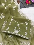 LATEST SHIMMER SILK SEQUENCE EMBROIDERY WORK SAREE WITH UNSTITCHED BLOUSE WEDDING WEAR WHOLESALE PRICE ETHNIC GARMENT (5)