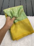 MODERN BANARASI HANDLOOM GOLDEN TISSUE SILK LUCKNOWI WORK SAREE WITH UNSTITCHED BLOUSE WEDDING WEAR WHOLESALE PRICE ETHNIC GARMENT (9)