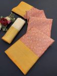 MODERN BANARASI HANDLOOM GOLDEN TISSUE SILK LUCKNOWI WORK SAREE WITH UNSTITCHED BLOUSE WEDDING WEAR WHOLESALE PRICE ETHNIC GARMENT (8)