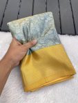 MODERN BANARASI HANDLOOM GOLDEN TISSUE SILK LUCKNOWI WORK SAREE WITH UNSTITCHED BLOUSE WEDDING WEAR WHOLESALE PRICE ETHNIC GARMENT (7)