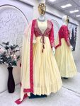MODERN CHINON EMBROIDERY WORK GOWN KOTI WITH DUPATTA CASUAL WEAR WHOLESALE PRICE ETHNIC GARMENT (2)