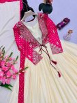 MODERN CHINON EMBROIDERY WORK GOWN KOTI WITH DUPATTA CASUAL WEAR WHOLESALE PRICE ETHNIC GARMENT (2)