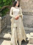 MODERN CHINON SILK EMBROIDERY SEQUENCE WORK TOP SHARARA WITH DUPATTA OFF WHITE