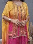 MODERN CHINON SILK ORIGINAL MIRROR, STONE, MOTI & MULTI- SEQUENCE LACE WORK KAFTAN DHOTI SET FESTIVE WEAR WHOLESALE PRICE ETHNIC GARMENT (2)