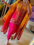 MODERN CHINON SILK ORIGINAL MIRROR, STONE, MOTI & MULTI- SEQUENCE LACE WORK KAFTAN DHOTI SET FESTIVE WEAR WHOLESALE PRICE ETHNIC GARMENT (2)
