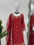 MODERN CHINON SILK THREAD WITH SEQUENCE WORK TOP SHARARA WITH DUPATTA WEDDING WEAR WHOLESALE PRICE ETHNIC GARMENT (2)