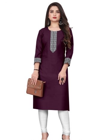 MODERN COTTON MAHARANI LACE WORK ONLY KURTI WINE