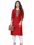 MODERN COTTON MAHARANI LACE WORK ONLY KURTI RED