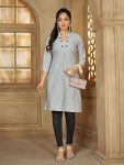 MODERN COTTON PRINTED WORK KURTI GREY