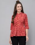 MODERN CREPE DIGITAL PRINT WORK TOP RED
