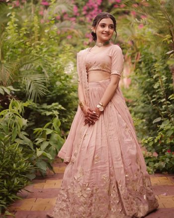 MODERN CREPE SILK EMBROIDERY SEQUENCE WORK KID'S LEHENGA CHOLI WITH DUPATTA CREAM