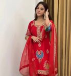 MODERN CREPE SILK SEQUENCE EMBROIDERY WORK TOP BOTTOM WITH DUPATTA FESTIVE WEAR WHOLESALE PRICE ETHNIC GARMENT (3)