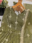 MODERN CRUNCHY SILK EMBROIDERY SEQUENCE WORK GOWN PALAZZO WITH DUPATTA WEDDING WEAR WHOLESALE PRICE ETHNIC GARMENT (10)