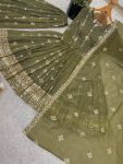MODERN CRUNCHY SILK EMBROIDERY SEQUENCE WORK GOWN PALAZZO WITH DUPATTA WEDDING WEAR WHOLESALE PRICE ETHNIC GARMENT (10)