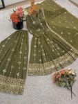 MODERN CRUNCHY SILK EMBROIDERY SEQUENCE WORK GOWN PALAZZO WITH DUPATTA WEDDING WEAR WHOLESALE PRICE ETHNIC GARMENT (10)