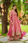 MODERN CRUNCHY SILK EMBROIDERY SEQUENCE WORK GOWN PALAZZO WITH DUPATTA WEDDING WEAR WHOLESALE PRICE ETHNIC GARMENT (3)