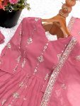 MODERN CRUNCHY SILK EMBROIDERY SEQUENCE WORK GOWN PALAZZO WITH DUPATTA WEDDING WEAR WHOLESALE PRICE ETHNIC GARMENT (3)
