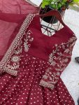MODERN CRUNCHY SILK EMBROIDERY SEQUENCE WORK TOP PALAZZO WITH DUPATTA PARTY WEAR WHOLESALE PRICE ETHNIC GARMENT (18)