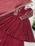 MODERN CRUNCHY SILK EMBROIDERY SEQUENCE WORK TOP PALAZZO WITH DUPATTA PARTY WEAR WHOLESALE PRICE ETHNIC GARMENT (18)