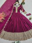MODERN CRUSH SILK EMBROIDERY CODING & SEQUENCE WORK GOWN WITH DUPATTA PARTY WEAR WHOLESALE PRICE ETHNIC GARMENT (35)