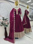MODERN CRUSH SILK EMBROIDERY CODING & SEQUENCE WORK GOWN WITH DUPATTA PARTY WEAR WHOLESALE PRICE ETHNIC GARMENT (35)