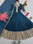 MODERN CRUSH SILK EMBROIDERY CODING & SEQUENCE WORK GOWN WITH DUPATTA PARTY WEAR WHOLESALE PRICE ETHNIC GARMENT (14)