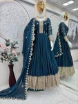 MODERN CRUSH SILK EMBROIDERY CODING & SEQUENCE WORK GOWN WITH DUPATTA PARTY WEAR WHOLESALE PRICE ETHNIC GARMENT (14)