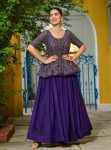 MODERN FENDY PLAIN LEHENGA WITH EMBROIDERY & SEQUENCE WORK TOP PURPLE