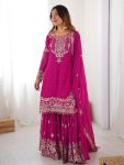MODERN GEORGETTE CODING DORI EMBROIDERY WITH SEQUENCE & THREAD AND PEARL WORK TOP SHARARA WITH DUPATTA PINK