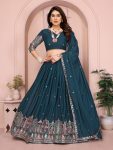MODERN GEORGETTE EMBROIDERY WORK LEHENGA CHOLI WITH DUPATTA TEAL