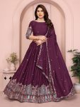 MODERN GEORGETTE EMBROIDERY WORK LEHENGA CHOLI WITH DUPATTA WINE