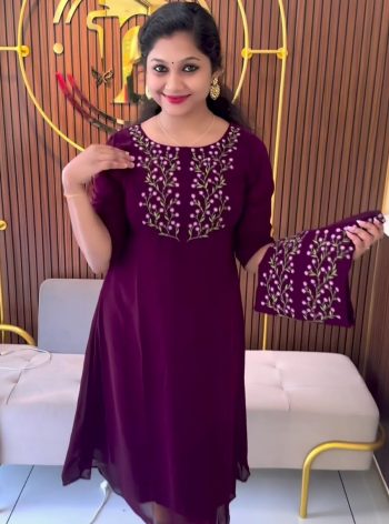 MODERN GEORGETTE EMBROIDERY WORK ONLY KURTI PURPLE