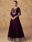 MODERN GEORGETTE EMBROIDERY ZARI SEQUENCE WORK GOWN PURPLE