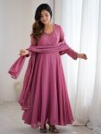 MODERN GEORGETTE HANDWORK GOWN BOTTOM WITH DUPATTA  PINK