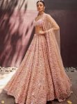MODERN GEORGETTE THREAD , DORI , SEQUENCE & PEARL BEADS WORK LEHENGA CHOLI WITH DUPATTA BABY PINK