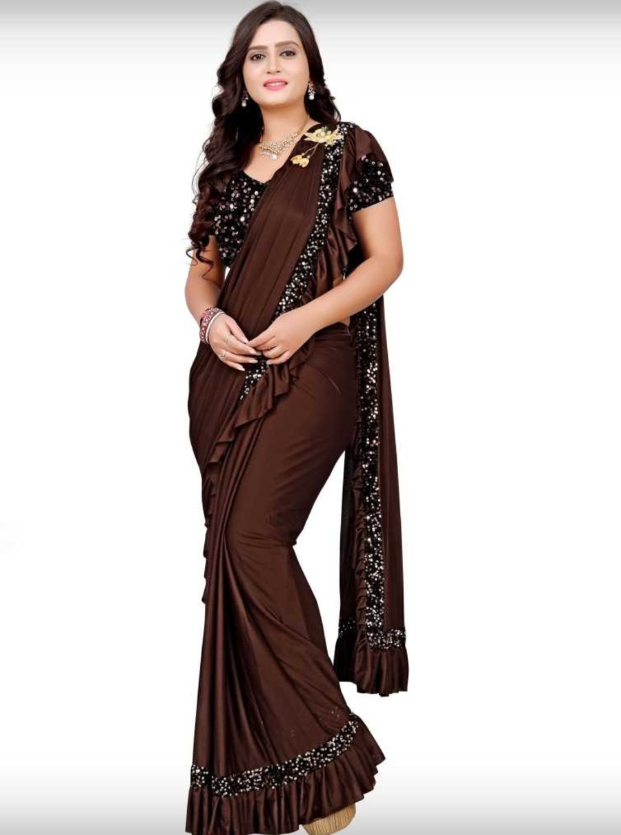 MODERN IMPORTED SEQUENCE WORK READY TO WEAR SAREE WITH UNSTITCHED BLOUSE PARTY WEAR WHOLESALE PRICE ETHNIC GARMENT (6)