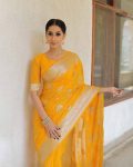 MODERN LICHI SILK ORGANIC BANARASI SAREE WITH UNSTITCHED BLOUSE PARTY WEAR WHOLESALE PRICE ETHNIC GARMENT (17)