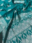 MODERN LICHI SILK ORGANIC BANARASI SAREE WITH UNSTITCHED BLOUSE PARTY WEAR WHOLESALE PRICE ETHNIC GARMENT (15)