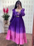 MODERN MUL MUL COTTON HANDWORK ONE PIECE PURPLE