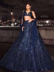 MODERN NET SEQUENCE, DORI WORK LEHENGA CHOLI WITH DUPATTA NAVY BLUE