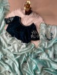 MODERN RANGOLI SILK CUT DANA BORDER AND DOUBLE LAYER ARCO BORDER WORK SAREE WITH UNSTITCHED BLOUSE SKY