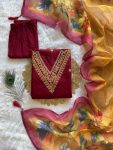 MODERN ROMAN SILK EMBROIDERY WITH SEQUENCE WORK TOP BOTTOM WITH DUPATTA FESTIVE WEAR WHOLESALE PRICE ETHNIC GARMENT (4)