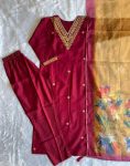 MODERN ROMAN SILK EMBROIDERY WITH SEQUENCE WORK TOP BOTTOM WITH DUPATTA FESTIVE WEAR WHOLESALE PRICE ETHNIC GARMENT (4)