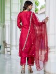 MODERN ROMAN SILK EMBROIDERY WORK TOP BOTTOM WITH DUPATTA FESTIVE WEAR WHOLESALE PRICE ETHNIC GARMENT (9)