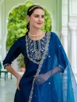 MODERN ROMAN SILK EMBROIDERY WORK TOP BOTTOM WITH DUPATTA FESTIVE WEAR WHOLESALE PRICE ETHNIC GARMENT (15)