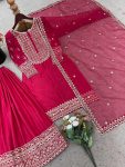 MODERN SATIN SILK EMBROIDERY SEQUENCE WORK TOP PALAZZO WITH DUPATTA PARTY WEAR WHOLESALE PRICE ETHNIC GARMENT (2)