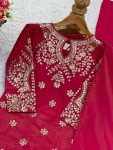 MODERN SHIMMER SILK EMBROIDERY WORK TOP PALAZZO WITH DUPATTA WEDDING WEAR WHOLESALE PRICE ETHNIC GARMENT (3)