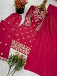 MODERN SHIMMER SILK EMBROIDERY WORK TOP PALAZZO WITH DUPATTA WEDDING WEAR WHOLESALE PRICE ETHNIC GARMENT (3)