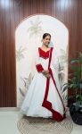 MODERN SHINY GEORGETTE SILK HAND WORK GOWN WITH DUPATTA FESTIVE WEAR WHOLESALE PRICE ETHNIC GARMENT (2)