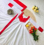 MODERN SHINY GEORGETTE SILK HAND WORK GOWN WITH DUPATTA FESTIVE WEAR WHOLESALE PRICE ETHNIC GARMENT (2)